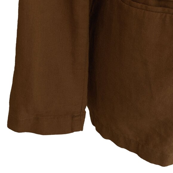 Old Navy Linen Blazer Tan Minimal Classic Academia Mustard Long Jacket Coat - Picture 8 of 8